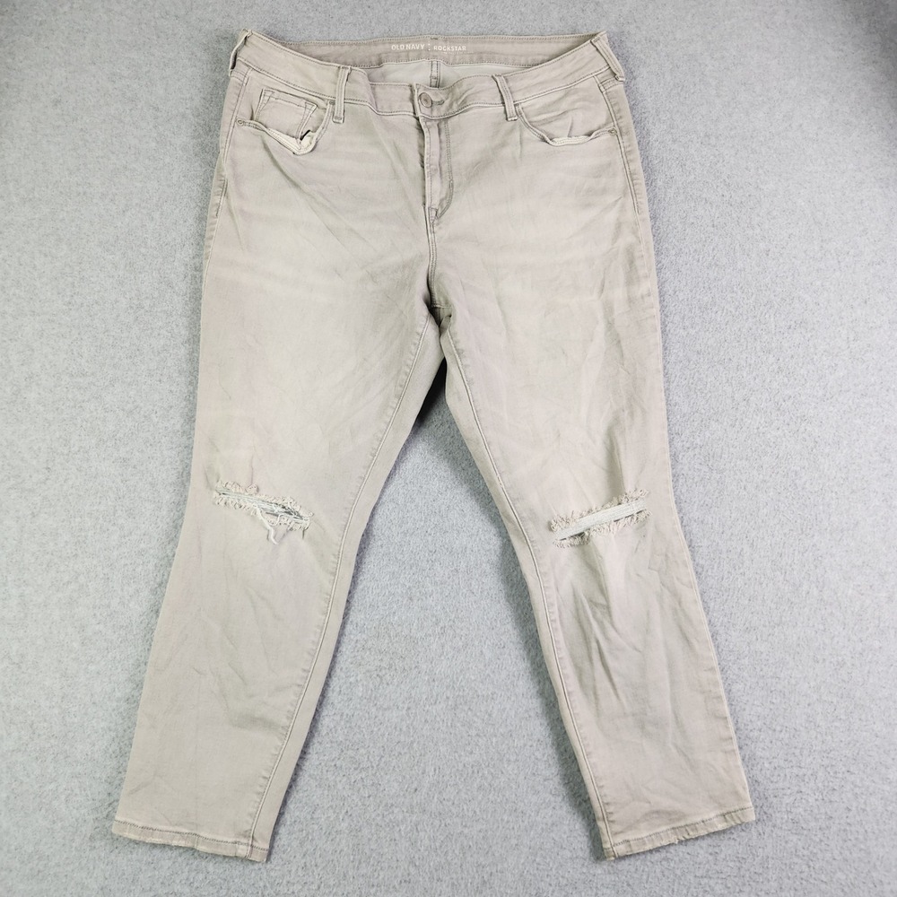 Old Navy Jeans Womens 16S Gray Denim Rockstar Mid-Rise‎ Distressed Skinny Leg